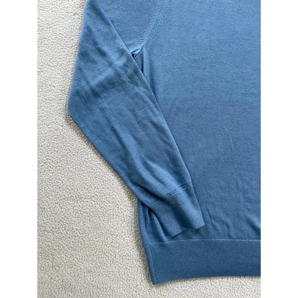 Banana Republic Men Medium Sweater Blue Silk Cotton Cashmere V-Neck Luxury Blend